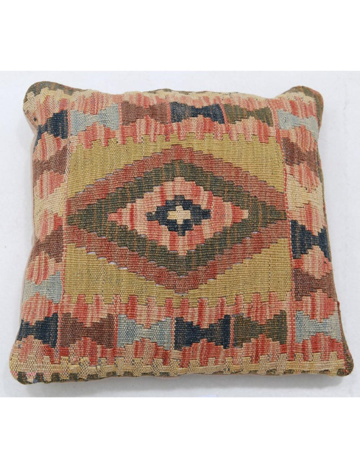 Hand Woven Tribal  Wool Pillow 1' 5" x 1' 5" - No. AT98912