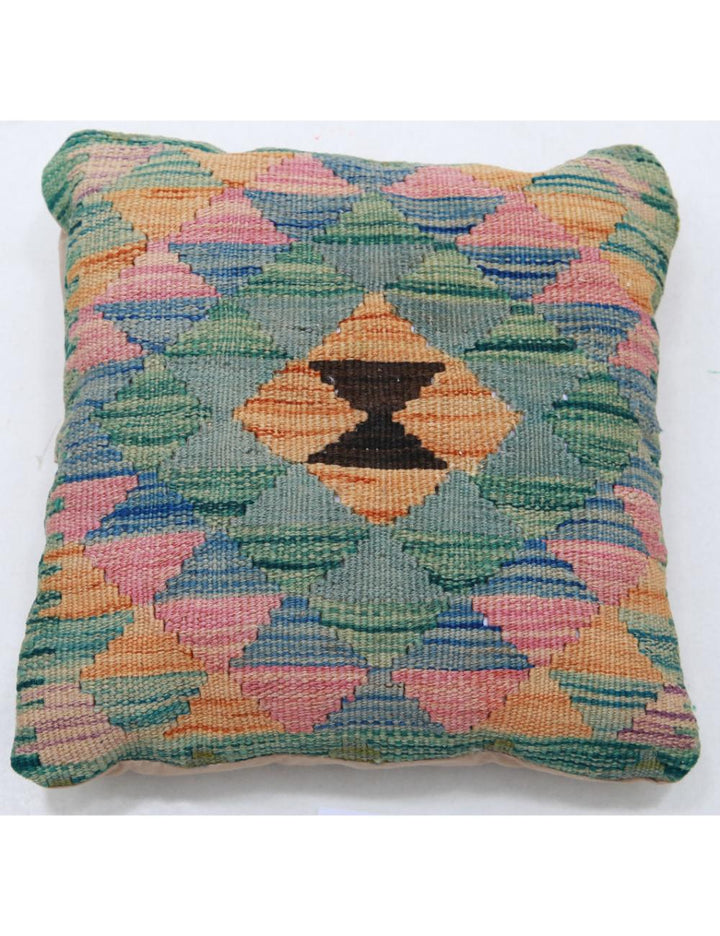Hand Woven Tribal  Wool Pillow 1' 5" x 1' 5" - No. AT18612