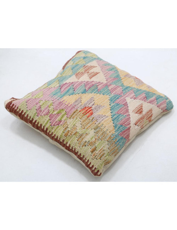 Afghan Tribal Pillow 1' 5" x 1' 5" Hand-Woven detail