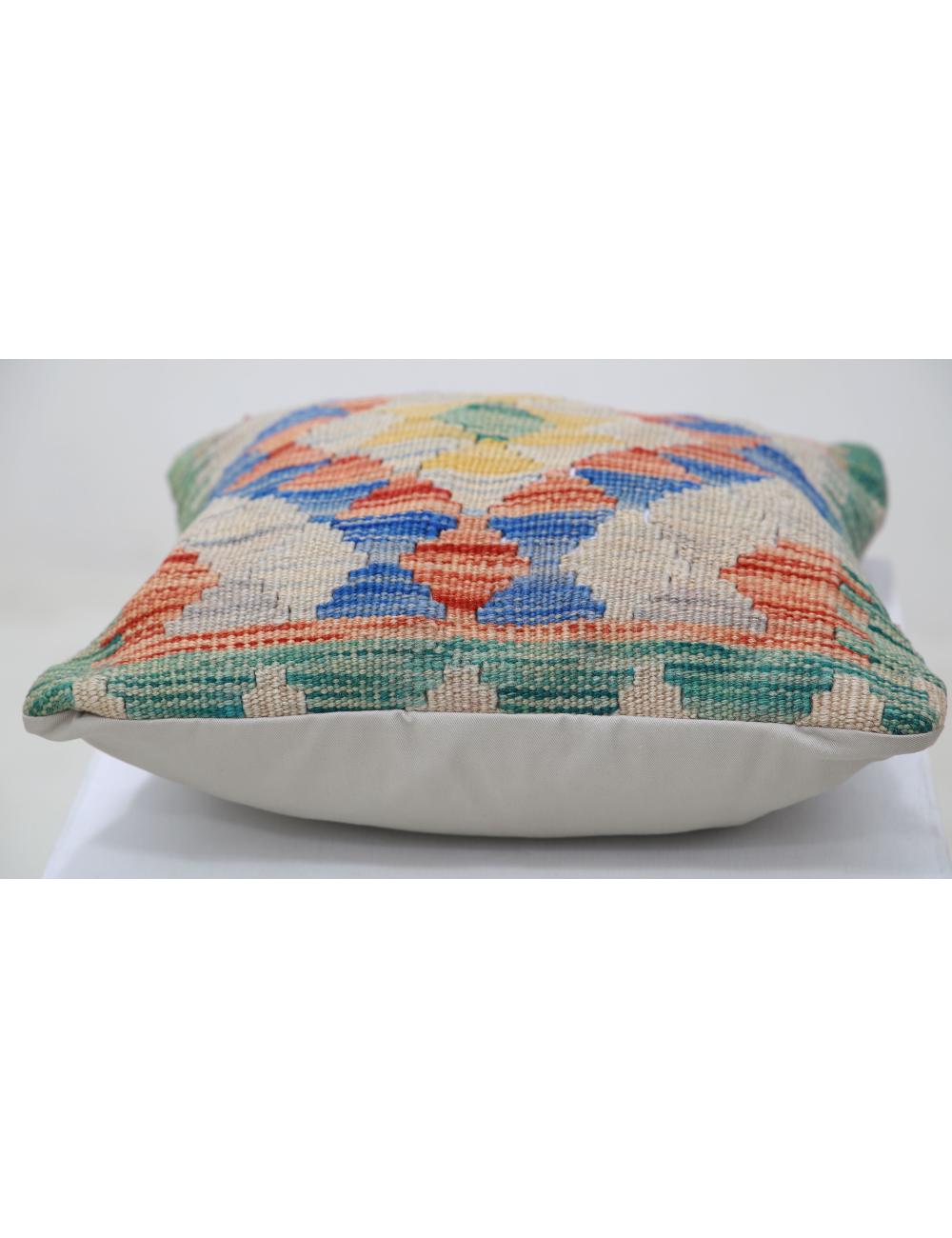 Afghan Tribal Pillow 1' 5" x 1' 5" Hand-Woven detail
