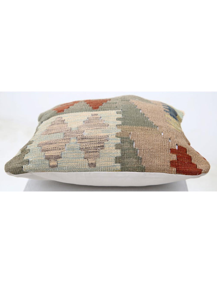 Afghan Tribal Pillow 1' 5" x 1' 5" Hand-Woven detail