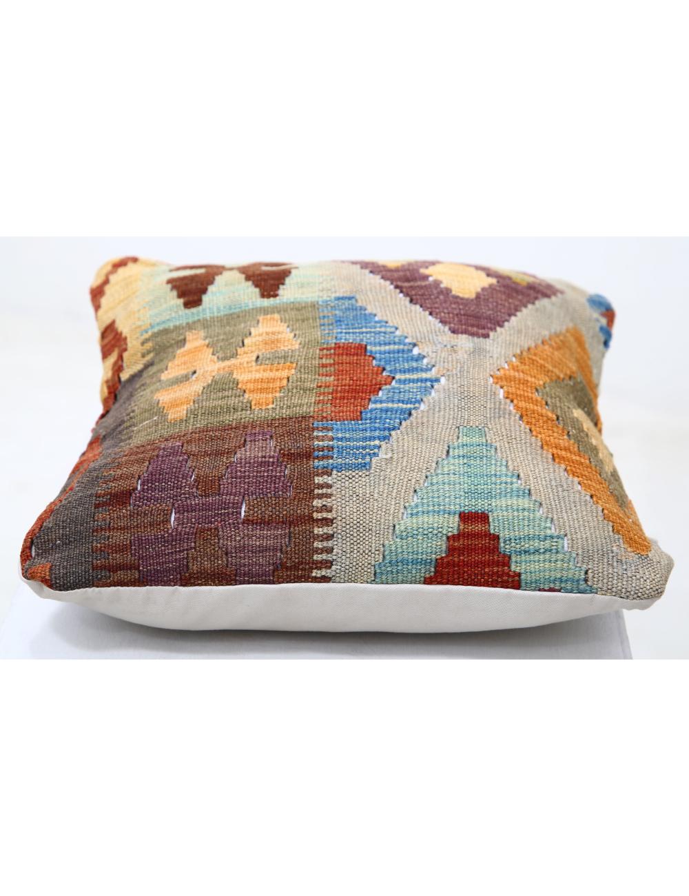 Afghan Tribal Pillow 1' 5" x 1' 5" Hand-Woven detail