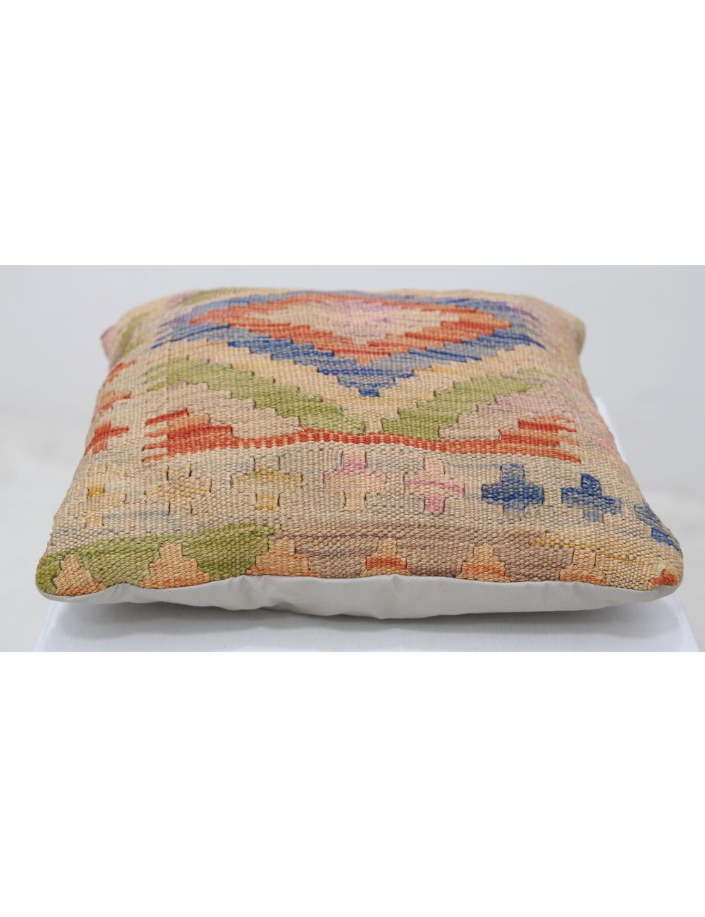 Afghan Tribal Pillow 1' 5" x 1' 5" Hand-Woven detail