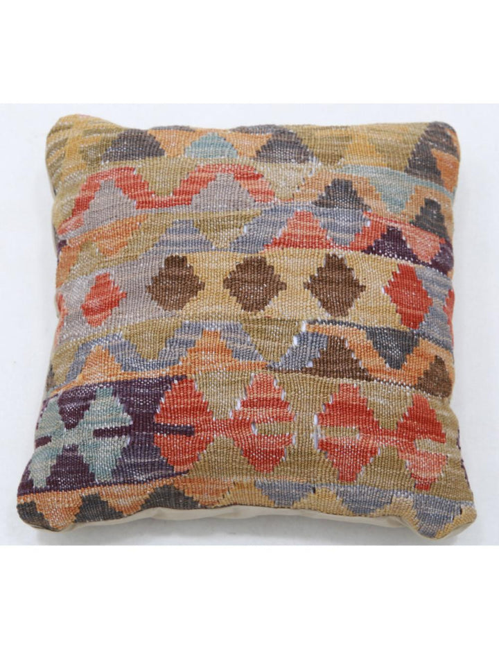 Hand Woven Tribal  Wool Pillow 1' 5" x 1' 5" - No. AT98709