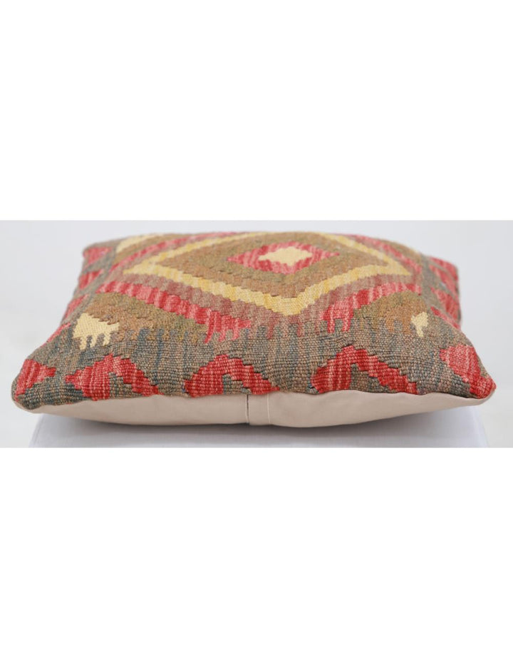 Afghan Tribal Pillow 1' 5" x 1' 5" Hand-Woven detail