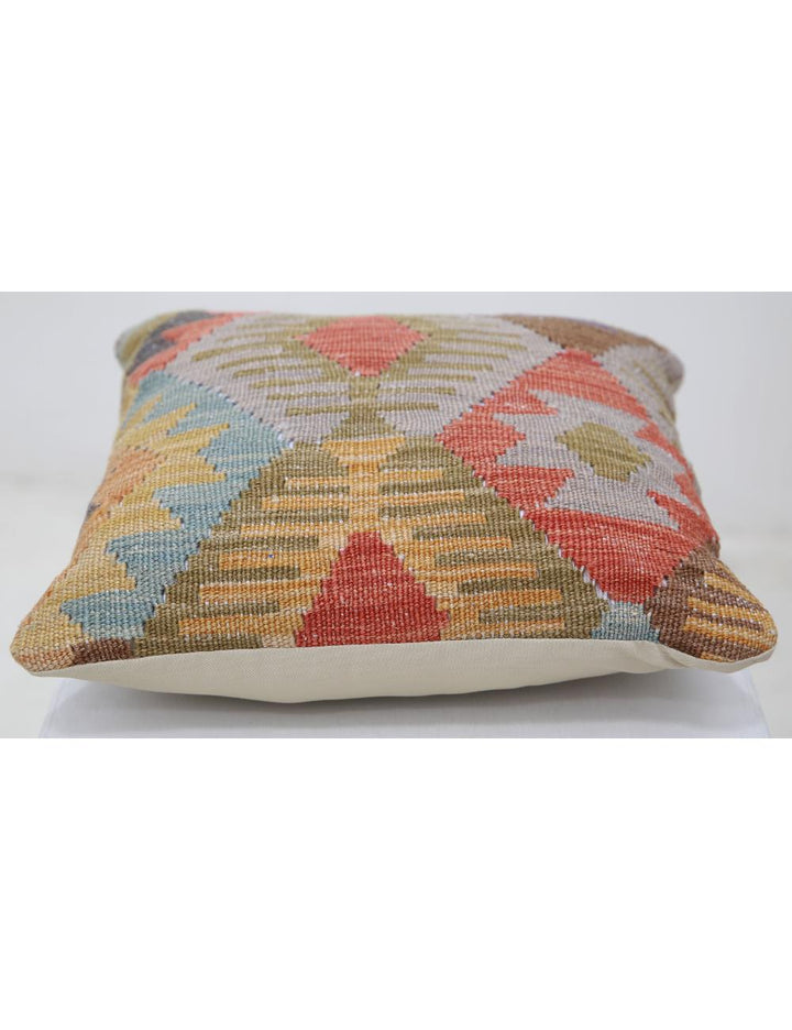 Afghan Tribal Pillow 1' 5" x 1' 5" Hand-Woven detail