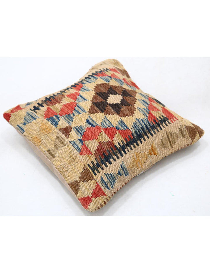 Afghan Tribal Pillow 1' 5" x 1' 5" Hand-Woven detail