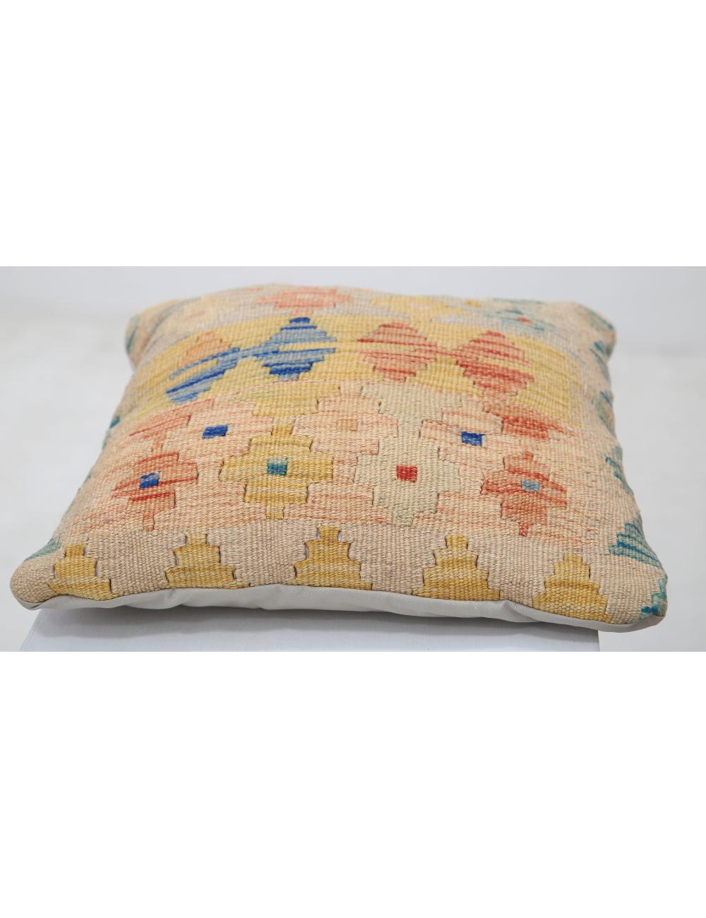Afghan Tribal Pillow 1' 5" x 1' 5" Hand-Woven detail