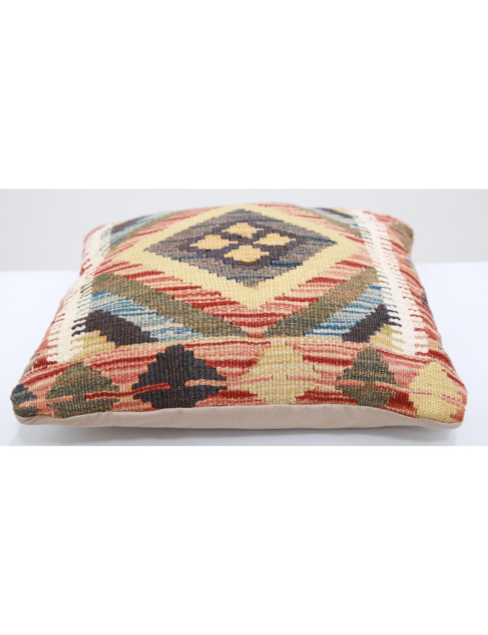 Afghan Tribal Pillow 1' 5" x 1' 5" Hand-Woven detail