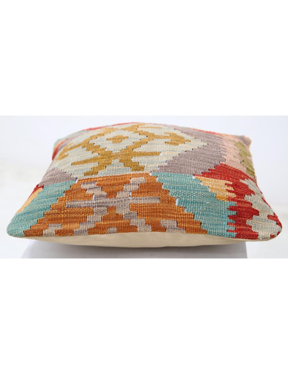 Afghan Tribal Pillow 1' 5" x 1' 5" Hand-Woven detail