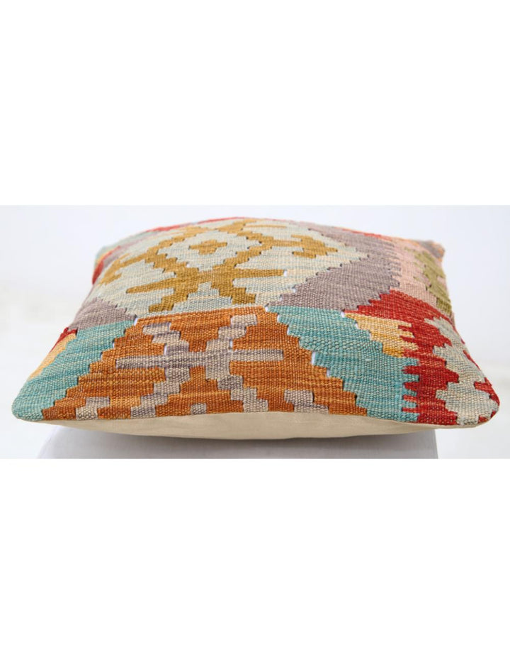 Afghan Tribal Pillow 1' 5" x 1' 5" Hand-Woven detail