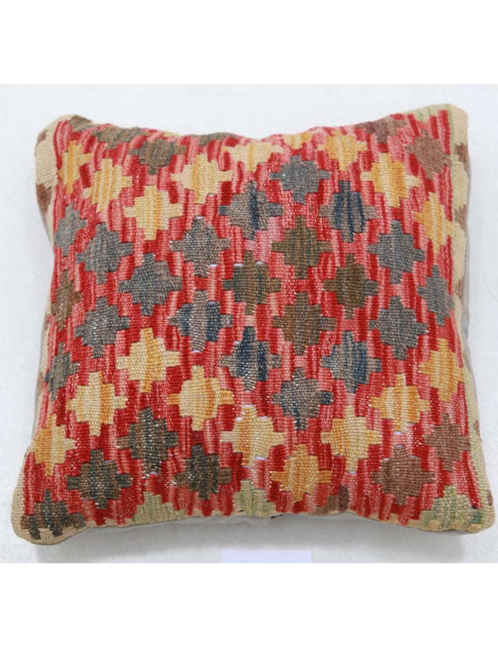 Afghan Tribal Pillow 1' 5" x 1' 5" Hand-Woven
