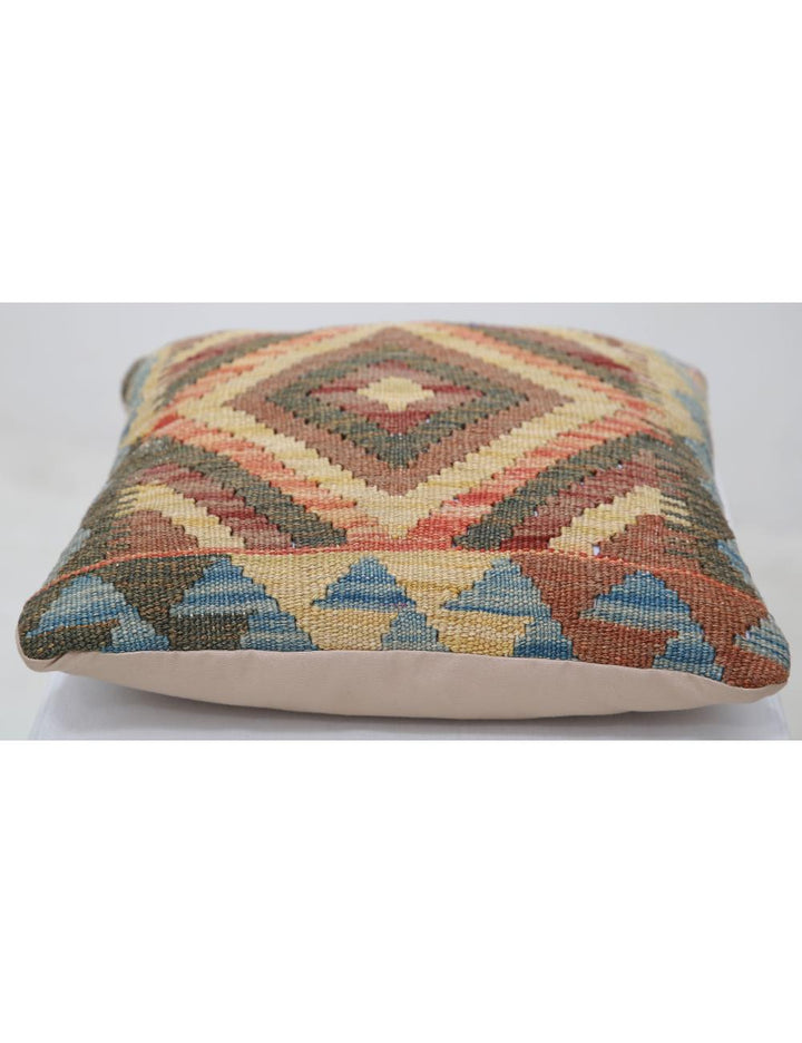 Afghan Tribal Pillow 1' 5" x 1' 5" Hand-Woven detail