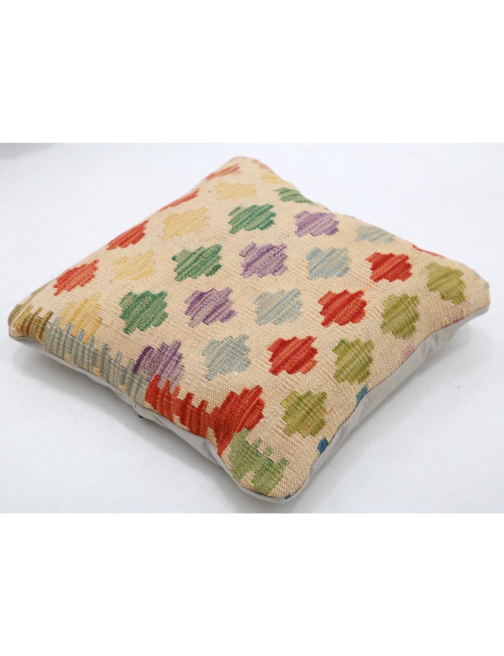 Afghan Tribal Pillow 1' 5" x 1' 5" Hand-Woven detail