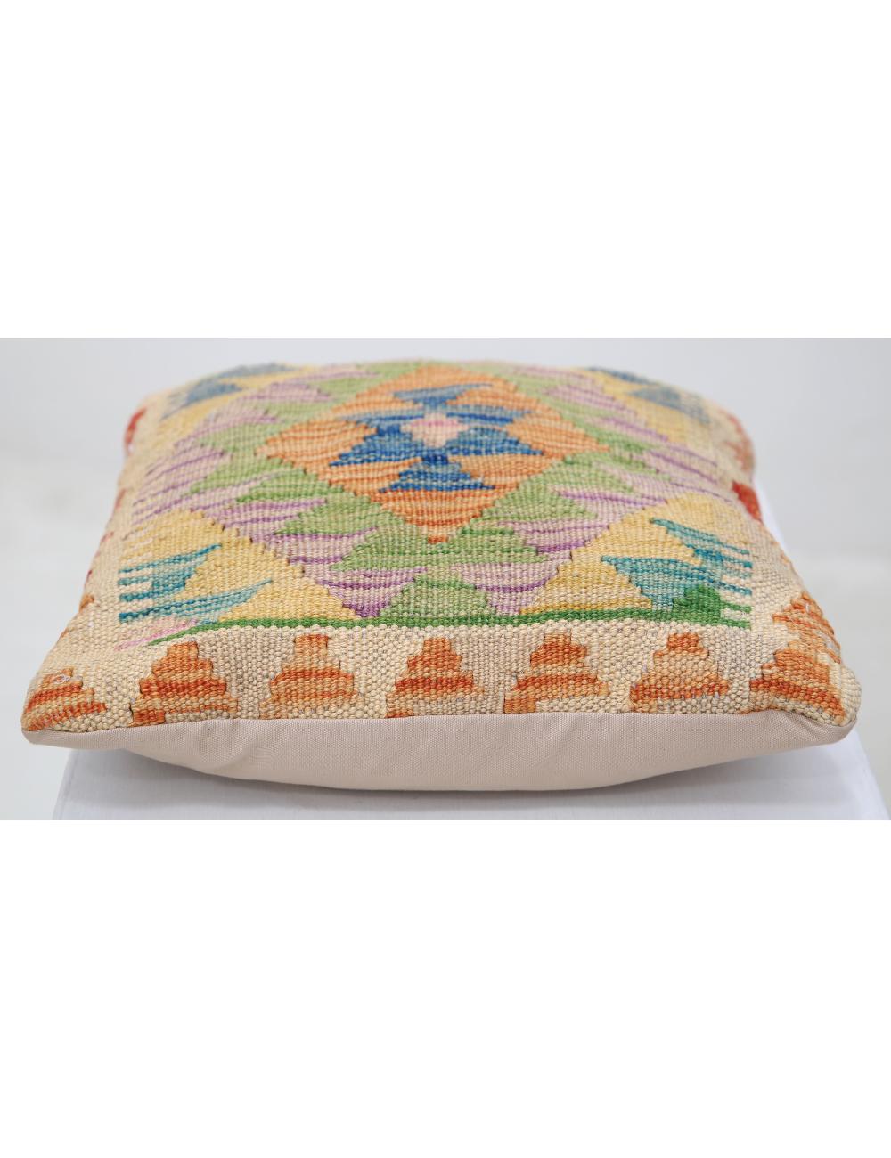 Afghan Tribal Pillow 1' 5" x 1' 5" Hand-Woven detail