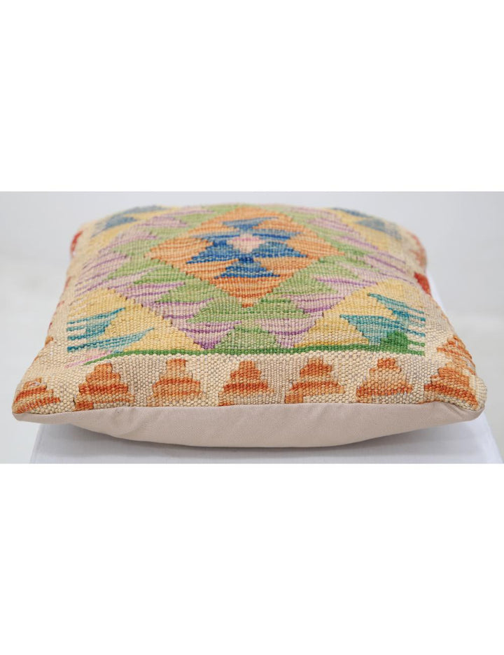 Afghan Tribal Pillow 1' 5" x 1' 5" Hand-Woven detail
