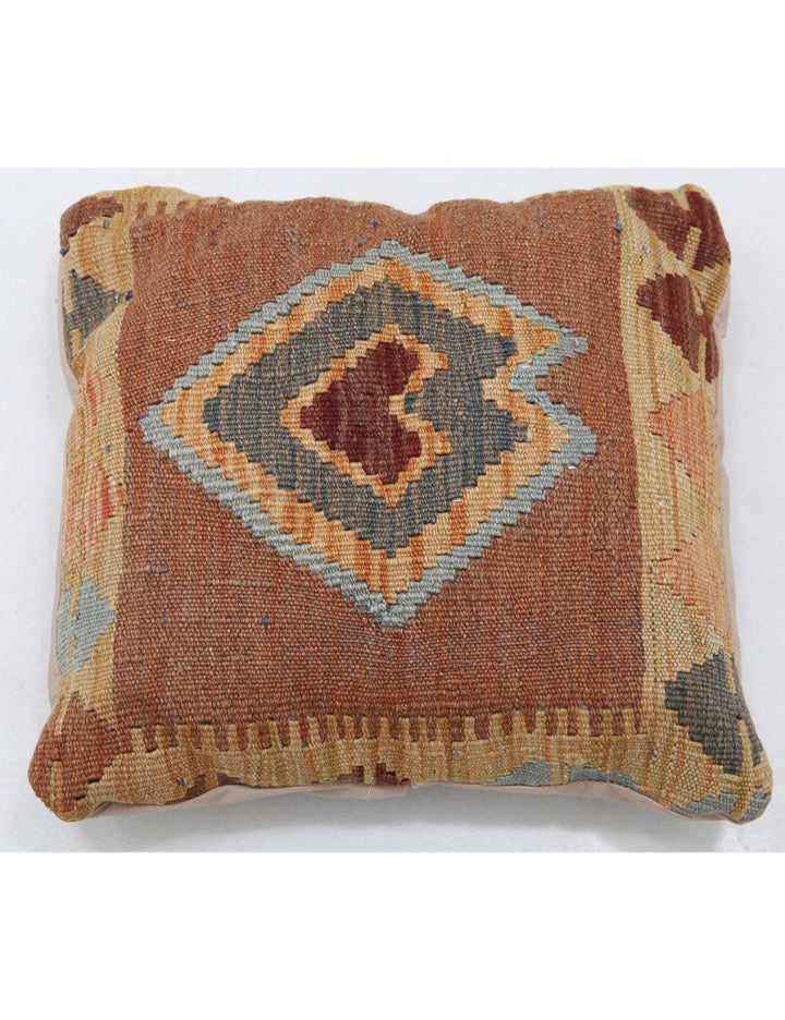 Hand Woven Tribal  Wool Pillow 1' 5" x 1' 5" - No. AT18699