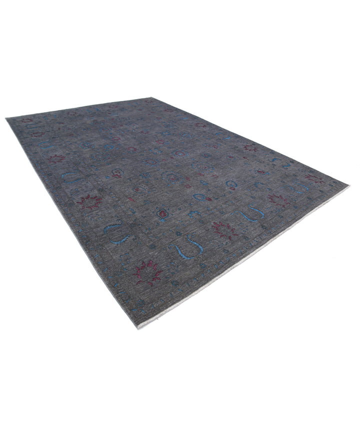 Grey Afghan Oriental Rug 8' 9" x 12' 7" Hand-Knotted | No. AT37533