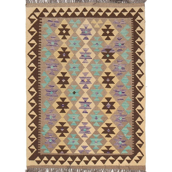 Handmade Turkish Design Wool Kilim 3' 4" x 4' 10" - No. AL59007