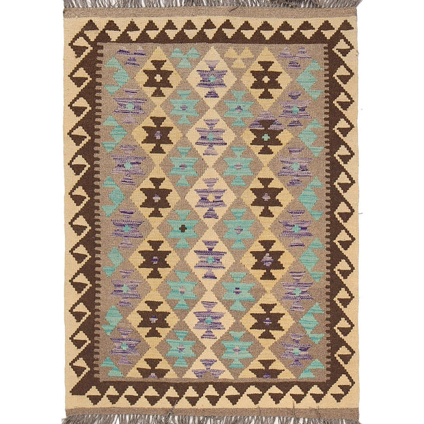 Handmade Turkish Design Wool Kilim 3' 4" x 4' 10" - No. AL59007