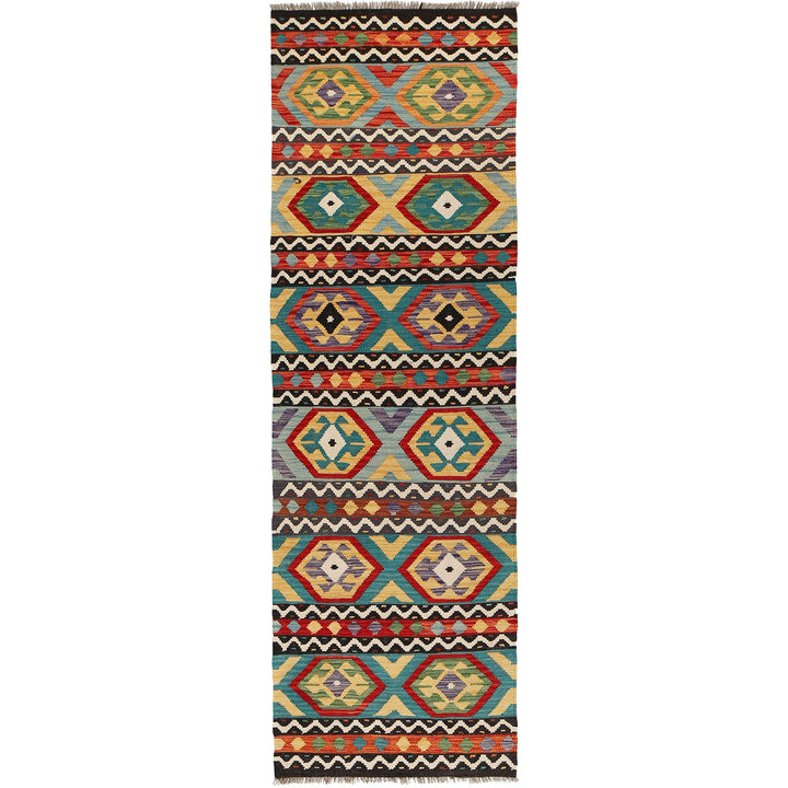 Hand Knotted Afghan Style Kilim Runner 2' 9" x 9' 5" - No. AL92503