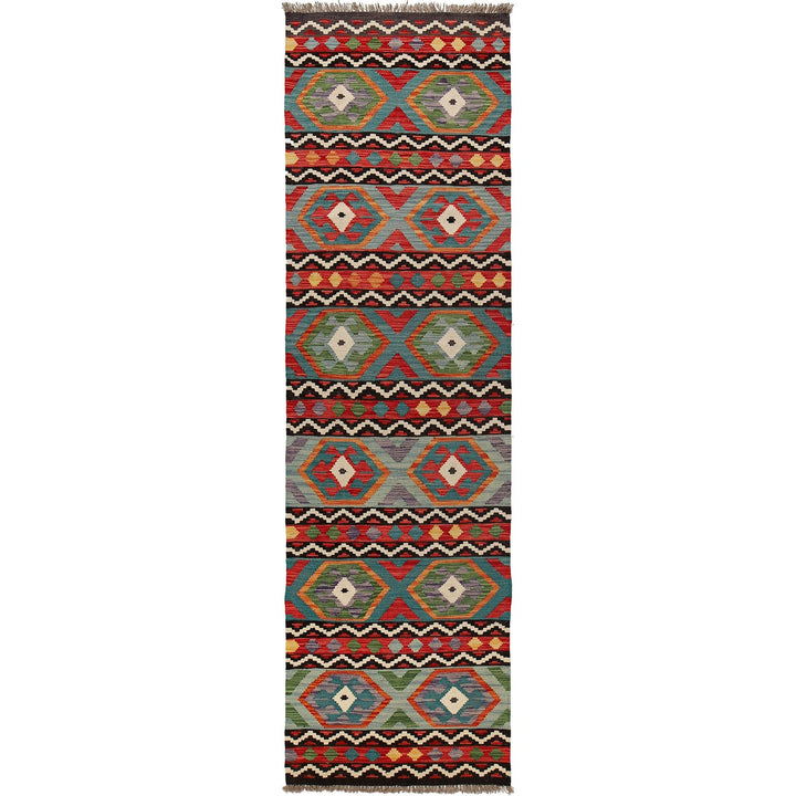 Hand Knotted Afghan Style Kilim Runner 2' 8" x 9' 8" - No. AL25620