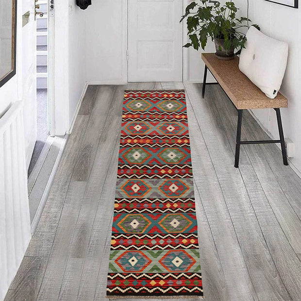 Hand Knotted Afghan Style Kilim Runner 2' 8" x 9' 8" - No. AL25620