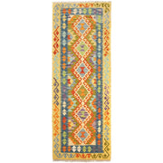 Colorful Flat-Weave Wool Kilim Runner 2' 4" x 6' 10" - No. AL11708