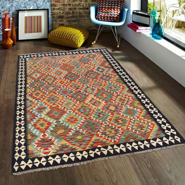 Handmade Turkish Design Wool Kilim 5' 0" x 6' 6" - No. AL50085