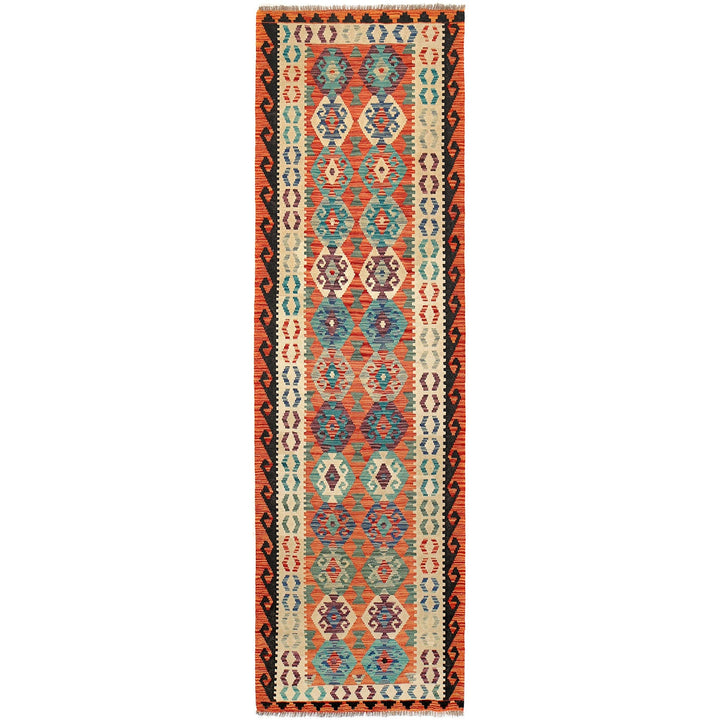 Hand Knotted Afghan Style Kilim Runner 2' 9" x 9' 9" - No. AL86587
