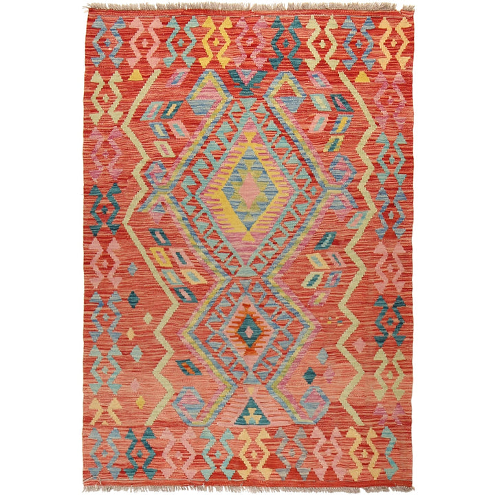 Handmade Afghan Vegetable Kilim 4' 0" x 6' 2" - No. AL50997