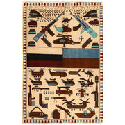 Handmade Afghan War Area Rug 3' 4" x 4' 11" - No. AL39722