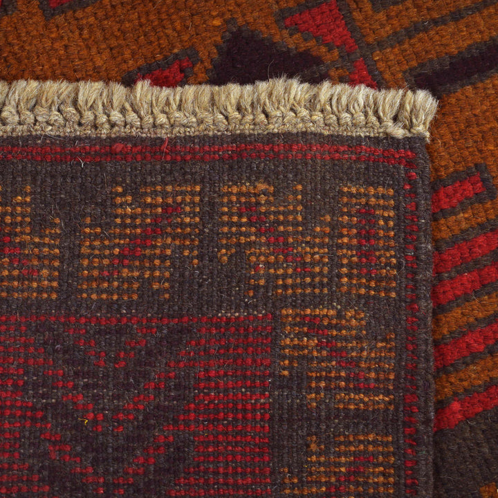 Red Afghan Baluchi Rug 2' 8" x 4' 6" Hand-Knotted pattern