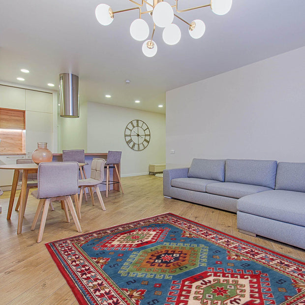 Handmade Kazak Area Rug 3' 3" x 4' 8" - No. AL10081