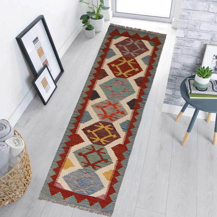 Afghan Vegetable Kelim Runner 2' 1" x 6' 8" Flat-Weave view 9