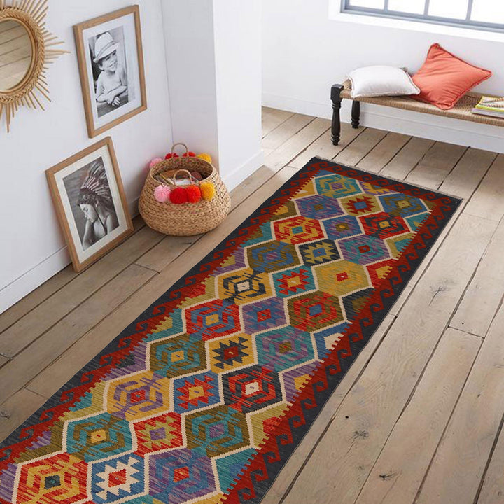 Afghan Kilim Runner 2' 8" x 9' 7" Flat-Weave view 9