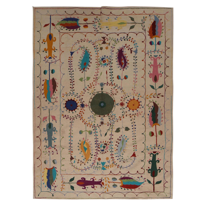 Beige Afghan Kilim Rug 5' 5" x 7' 10" Flat-Weave | No. AL96443