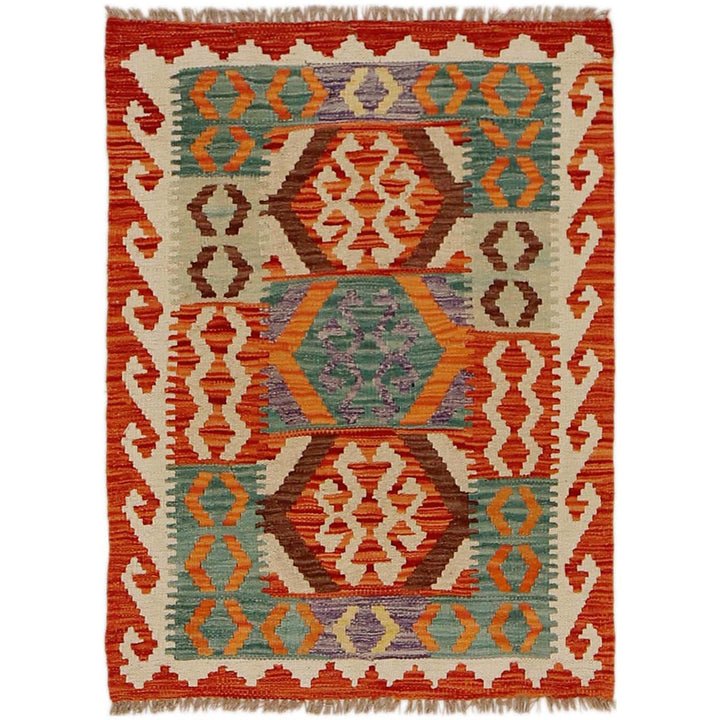 Handmade Turkish Design Wool Kilim 2' 9" x 3' 9" - No. AL73293