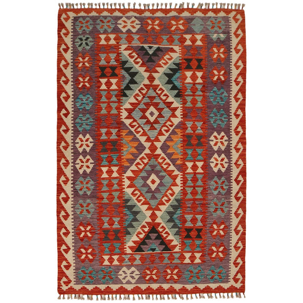 Hand Knotted Afghan Style Kilim 4' 0" x 6' 1" - No. AL24879