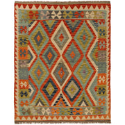 Colorful Flat-Weave Wool Kilim 4' 11" x 6' 6" - No. AL90802