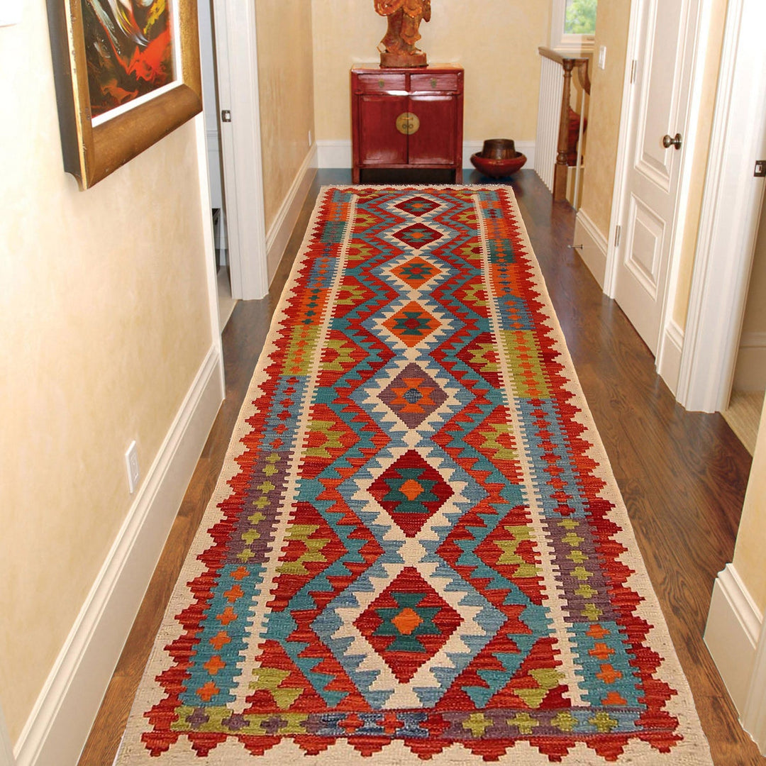 Hand Made Afghan Kilim Runner 2' 10" x 9' 7" - No. AL69054