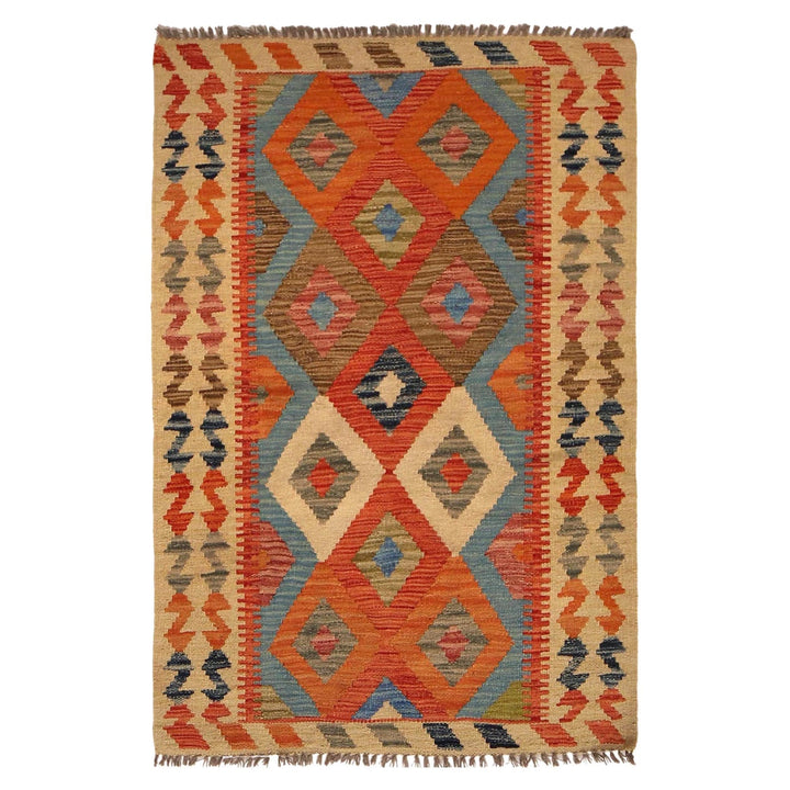 Hand Knotted Afghan Style Kilim 2' 9" x 4' 1" - No. AL73457