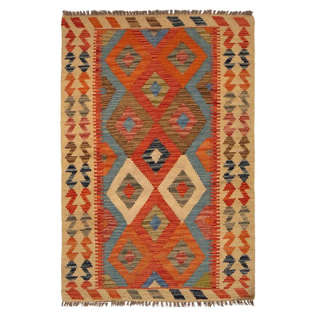 Hand Knotted Afghan Style Kilim 2' 9" x 4' 1" - No. AL73457