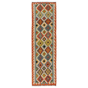 Hand Knotted Afghan Style Kilim Runner 2' 8" x 9' 7" - No. AL69574