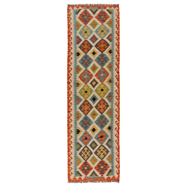 Hand Knotted Afghan Style Kilim Runner 2' 8" x 9' 7" - No. AL69574