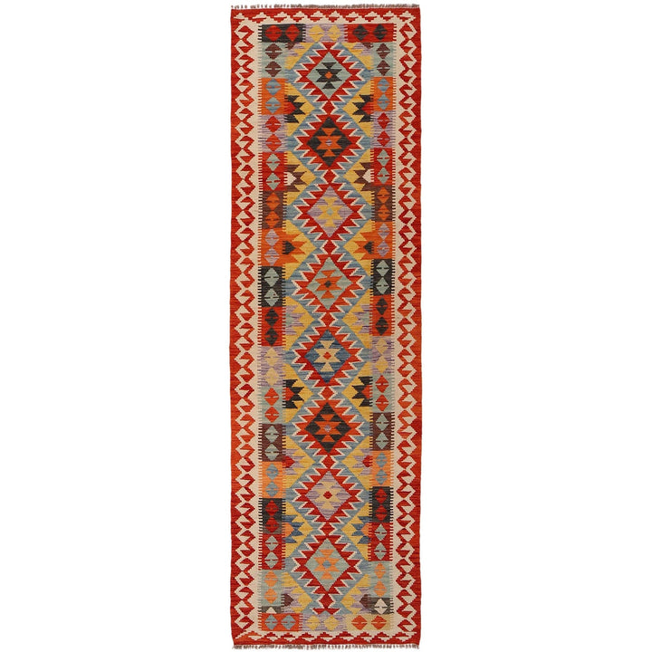 Hand Knotted Afghan Style Kilim Runner 2' 6" x 9' 5" - No. AL30315