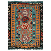 Hand Woven Wool Kelim 4' 2" x 5' 9" - No. AL44839