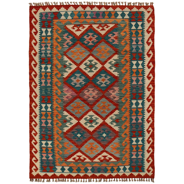 Handmade Turkish Design Wool Kilim 4' 0" x 5' 9" - No. AL64878