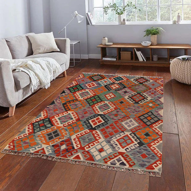 Small Size Chobi Kilim 4' 5" x 5' 9" - No. AL91973