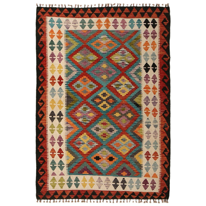 Handmade Afghan Vegetable Kilim 4' 0" x 5' 11" - No. AL54630